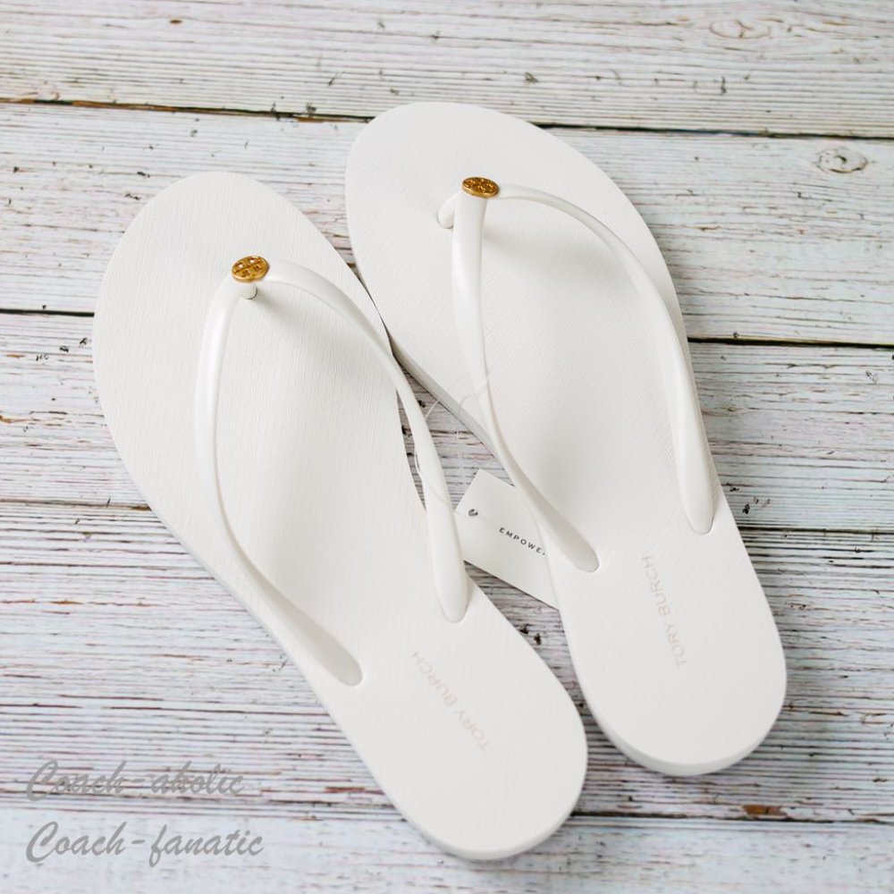 NWT 2023 Tory Burch Chelsea Summer Casual Flip Flop Thong Ivory Sandals 7/8 - Picture 2 of 6